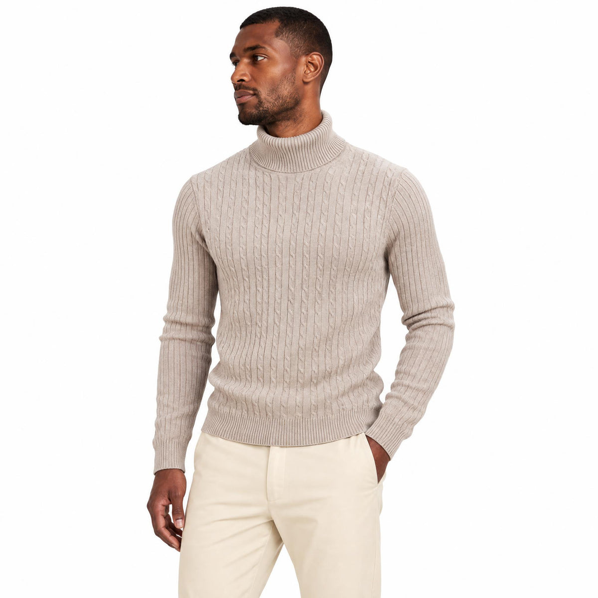 Men's Knit Jumper Slim Fit — Beige — view 2