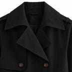 Women's Double-Breasted Trench Coat — Black — view 2