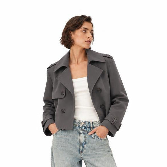 Women's Trench Pea Coat Double-Breasted