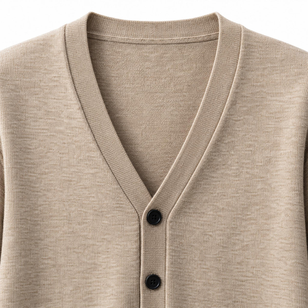 Men's Knit Cardigan with Button Front and V-Neck — Apricot — view 4