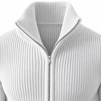 Men's Knit Zip-Up Cardigan with Turtleneck — White — view 4