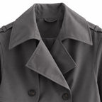 Women's Double-Breasted Trench Coat — Grey — view 4
