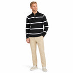 Men's Wool Knit Zip-Up Long Sleeve Jumper with Knitted Sleeves and Stand Collar — Black — view 2
