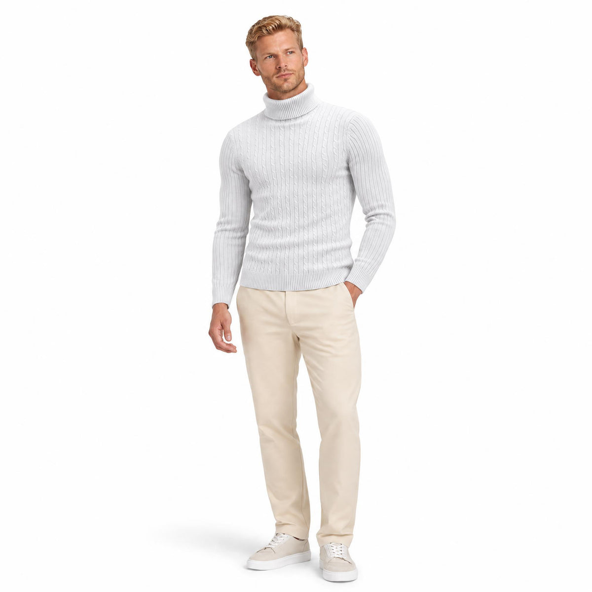 Men's Knit Jumper Slim Fit — White — view 2