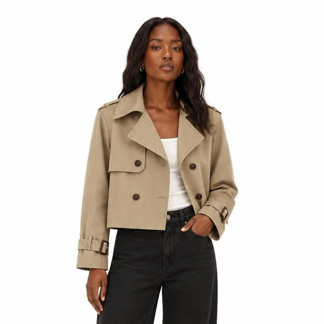 Women's Double-Breasted Trench Coat — Khaki — view 1