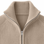 Men's Knit Zip-Up Cardigan with Turtleneck — Khaki — view 4