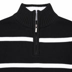 Men's Wool Knit Zip-Up Long Sleeve Jumper with Knitted Sleeves and Stand Collar — Black — view 4