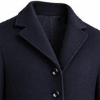 Men's Wool Single-Breasted Coat with Front Pockets and Lapel Collar — Navy — view 6