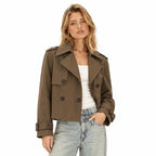 Women's Double-Breasted Trench Coat — Dark Brown — view 1