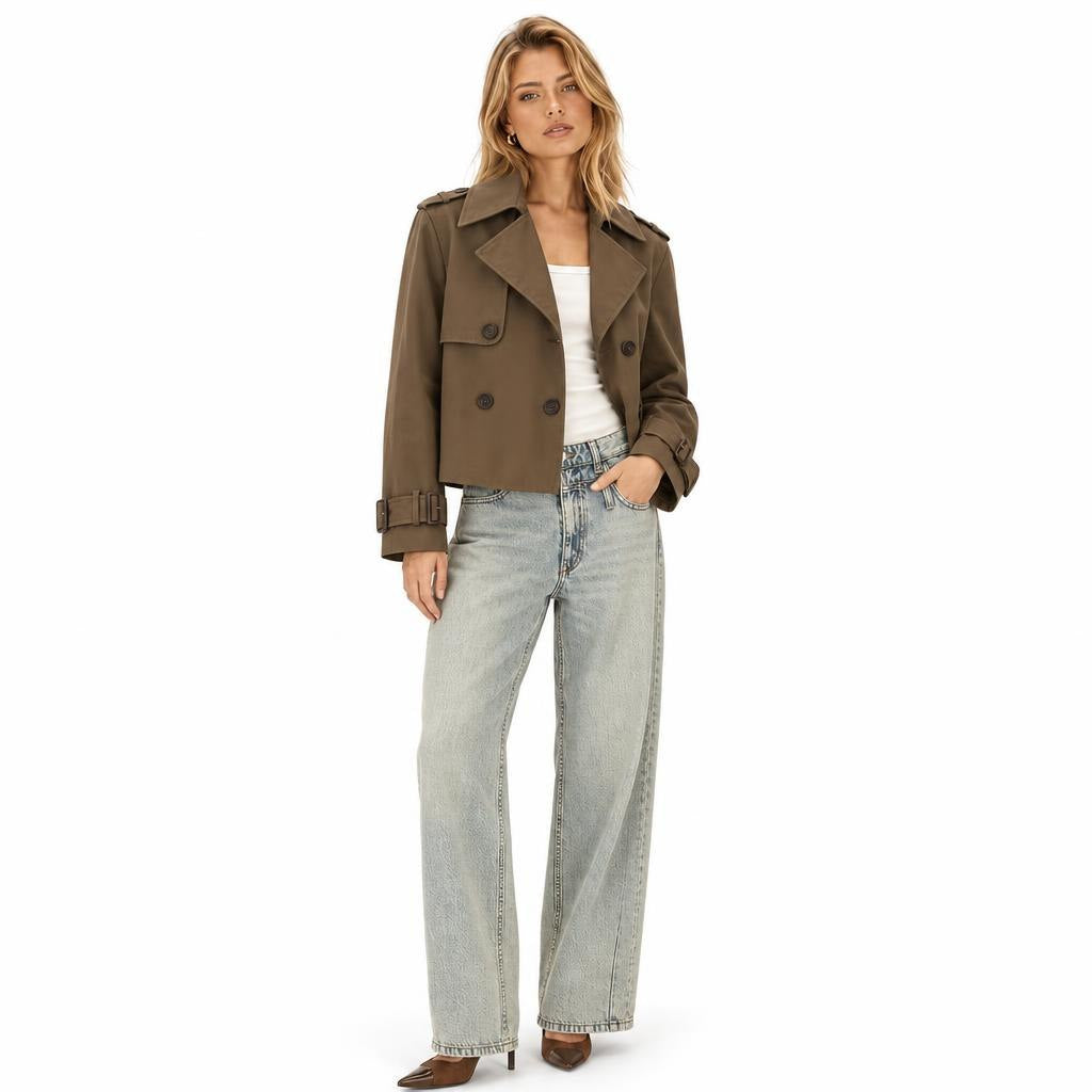 Women's Trench Pea Coat Double-Breasted