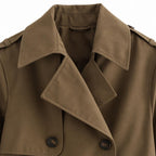 Women's Double-Breasted Trench Coat — Dark Brown — view 9