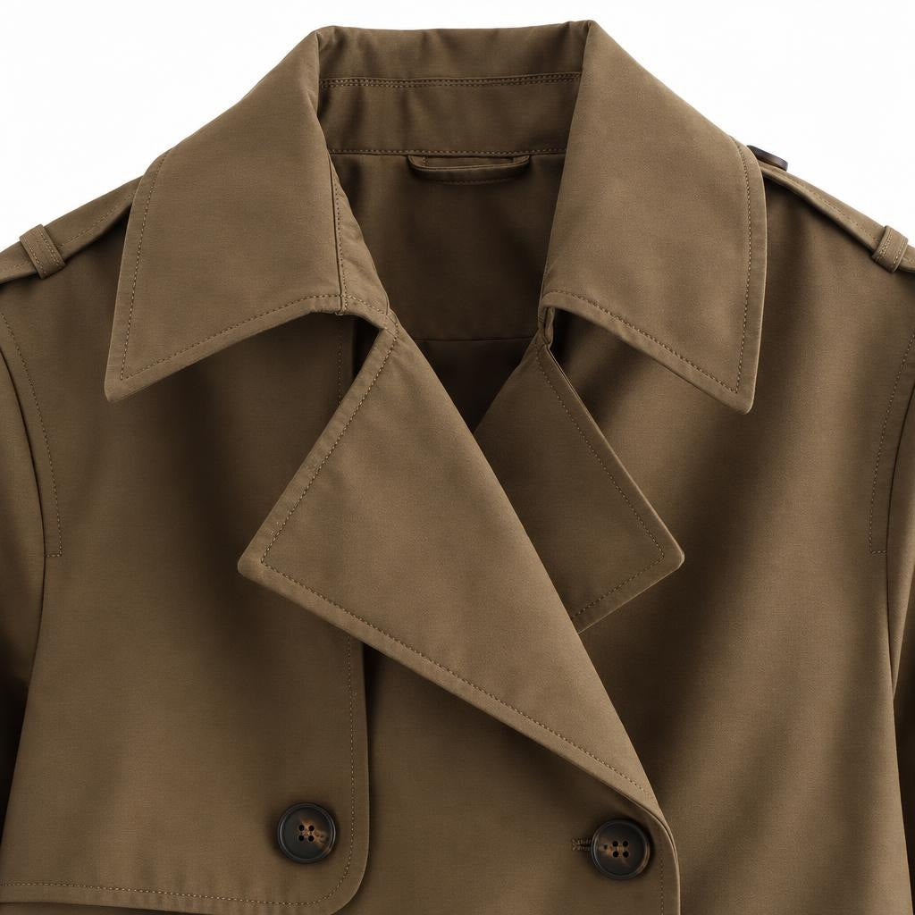 Women's Double-Breasted Trench Coat — Dark Brown — view 9
