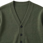 Men's Knit Cardigan with Button Front and V-Neck — Green — view 4