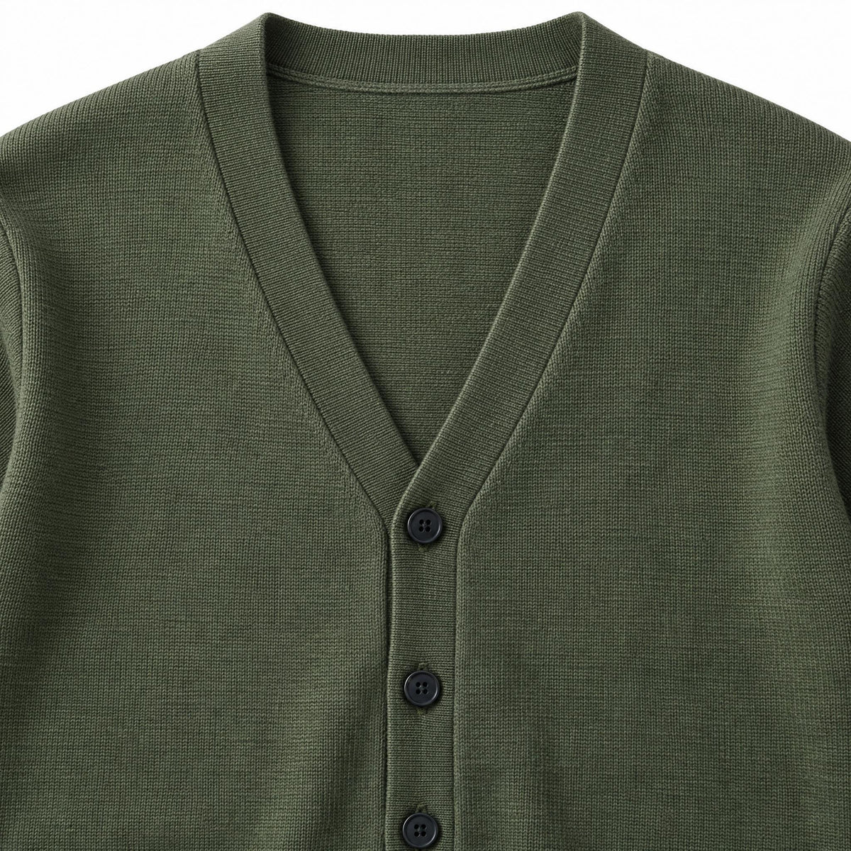 Men's Knit Cardigan with Button Front and V-Neck — Green — view 4