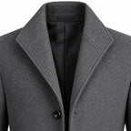 Men's Wool Single-Breasted Coat with Front Pockets and Lapel Collar — Grey — view 9