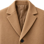 Men's Wool Longline Coat with Front Pockets, Lapel Collar and Button Front — Khaki — view 9