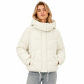 Women's Hooded Puffer Jacket Snap Pockets Relaxed Fit